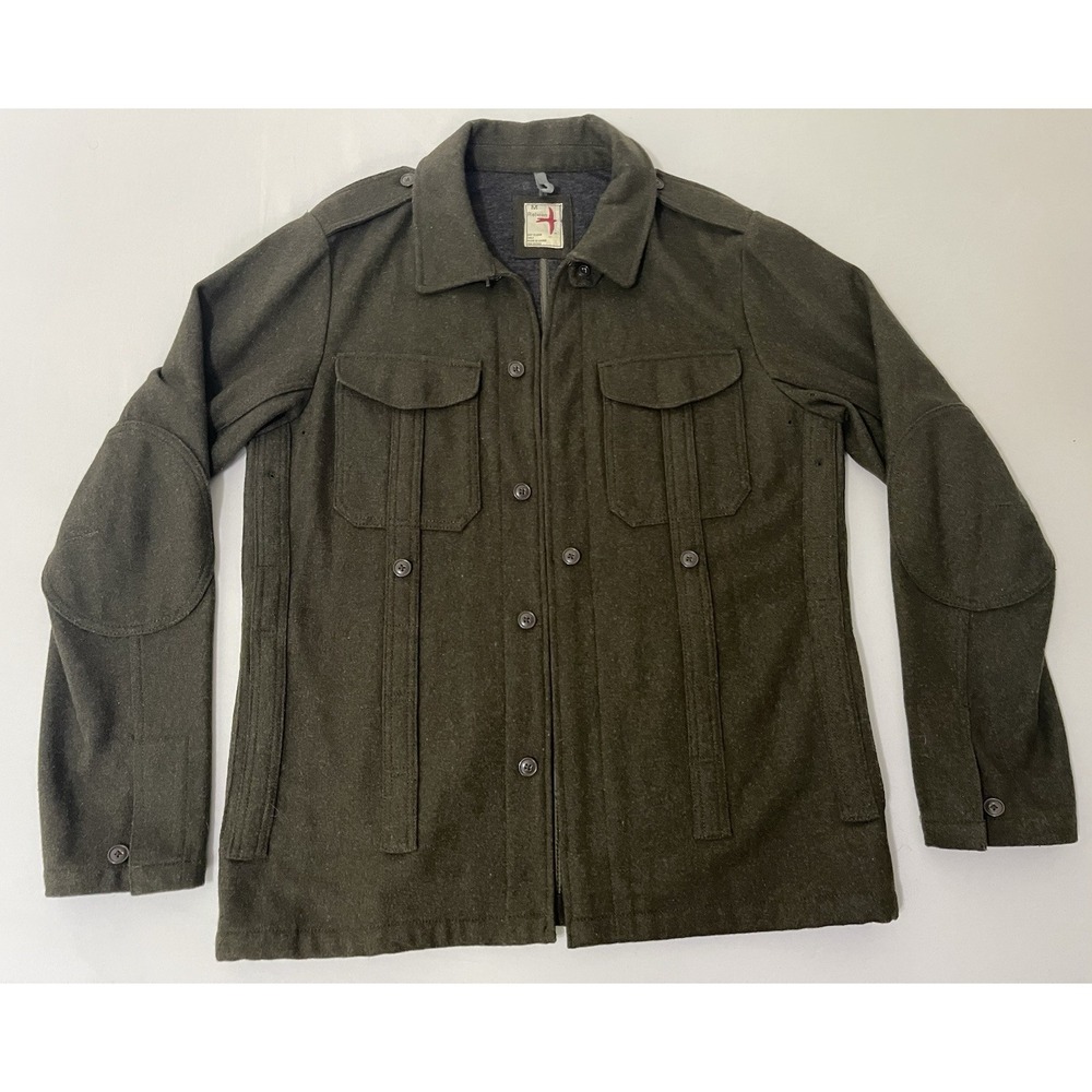 Relwen Wool Blend Field Jacket Green Military Utility Coat‎ Mens Medium